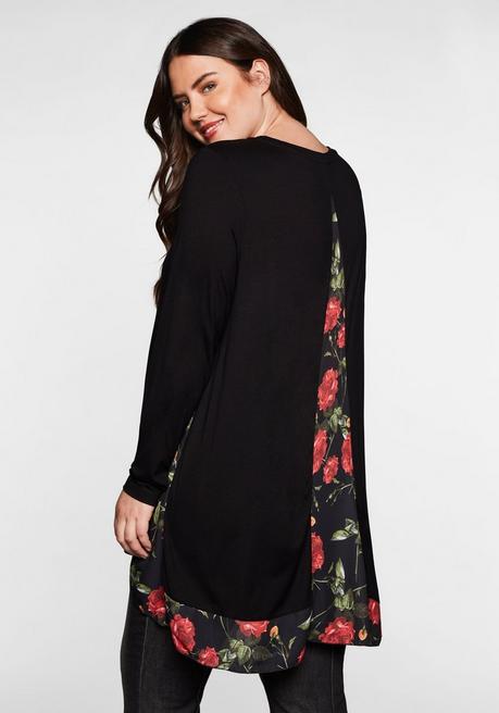sheego by Joe Browns Longshirt mit floral bedruckten Einsätzen - schwarz sheego Fabrikladen
