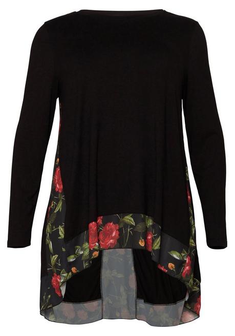 sheego by Joe Browns Longshirt mit floral bedruckten Einsätzen - schwarz sheego Fabrikladen
