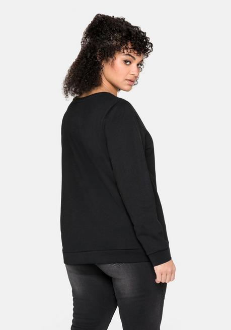 sheego Sweatshirt mit seitlichen Reißverschlüssen - schwarz sheego Begrenzt auf 3 Tage