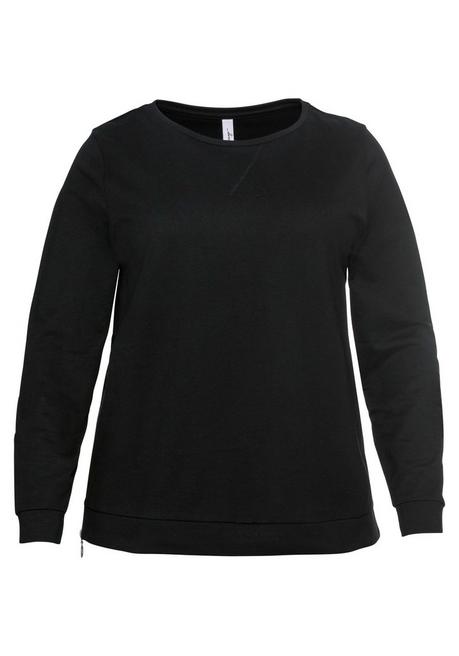 sheego Sweatshirt mit seitlichen Reißverschlüssen - schwarz sheego Begrenzt auf 3 Tage