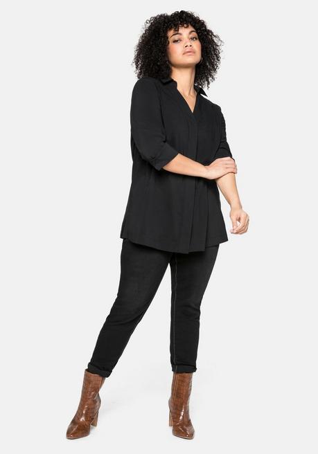 sheego Hemdbluse mit verdeckter Knopfleiste - schwarz sheego Black Friday Preise