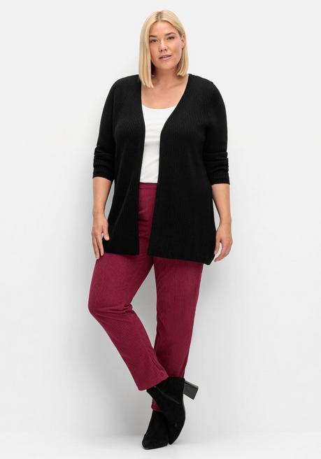 sheego Longstrickjacke in verschlussloser Form, in Rippstrick - schwarz sheego Rabatte dieses Monats