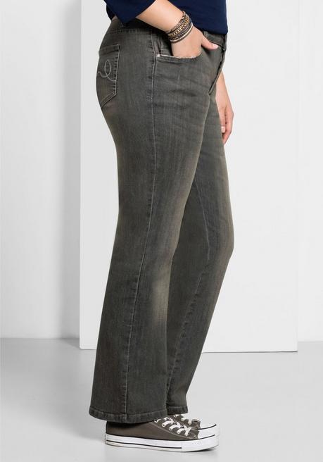 sheego Bootcut-Jeans in 5-Pocket-Form, mit Used-Effekten - grey Denim sheego Online