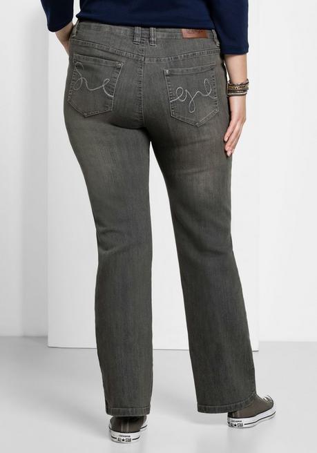 sheego Bootcut-Jeans in 5-Pocket-Form, mit Used-Effekten - grey Denim sheego Online