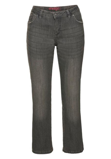 sheego Bootcut-Jeans in 5-Pocket-Form, mit Used-Effekten - grey Denim sheego Online