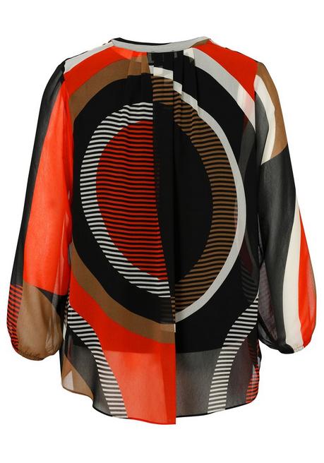 VIA APPIA DUE Chiffontunika mit Grafikprint und Zierreißverschluss - schwarz gemustert sheego Outlet