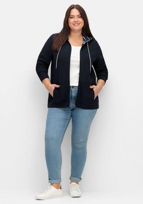 sheego Sweatjacke mit Kapuze, aus Waffelpiqué - nachtblau sheego Auslauf