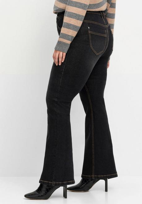 sheego Bootcut-Jeans mit 3D-Catfaces - black Denim sheego Angebote