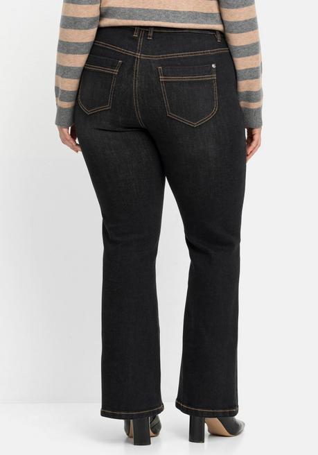 sheego Bootcut-Jeans mit 3D-Catfaces - black Denim sheego Angebote