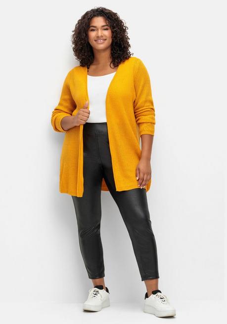 sheego Longstrickjacke in verschlussloser Form, in Rippstrick - ocker sheego Hotsell