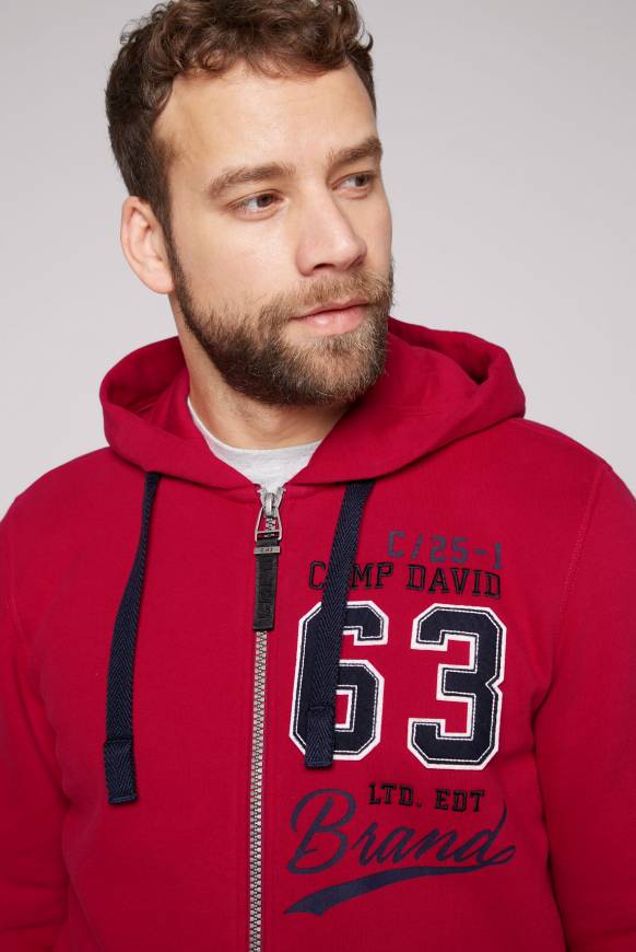 Soccx Kapuzensweatjacke mit Retro-Artwork royal red Letzter Tag