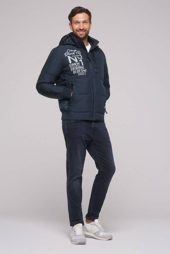 Soccx Steppjacke im Materialmix mit abtrennbarer Kapuze blue navy Riesige Rabatte