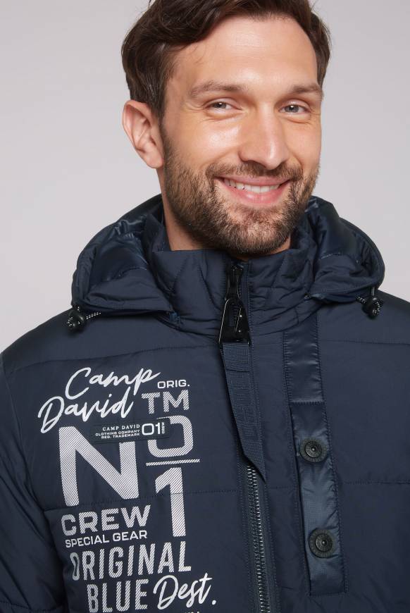 Soccx Steppjacke im Materialmix mit abtrennbarer Kapuze blue navy Riesige Rabatte