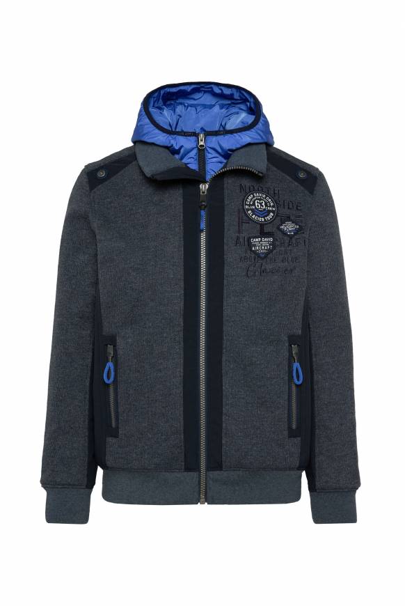 Soccx Strickfleecejacke mit abtrennbaren Kapuzen-Einsatz blue navy melange Auslauf
