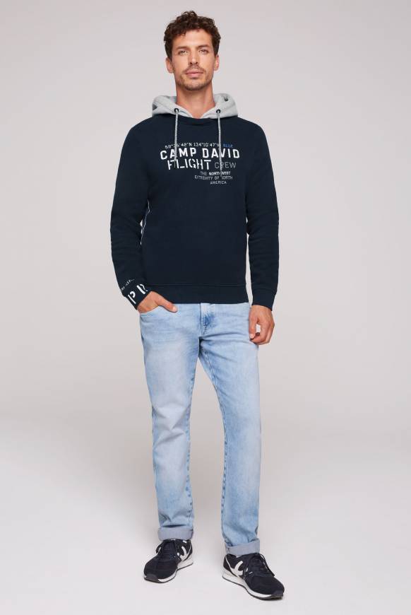 Soccx Sweatshirt mit Kontrastkapuze und Logo-Stickereien blue navy im Angebot