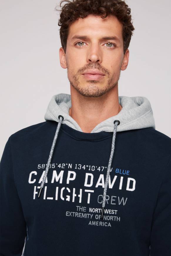 Soccx Sweatshirt mit Kontrastkapuze und Logo-Stickereien blue navy im Angebot