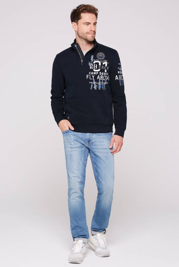 Soccx Troyer-Sweatshirt mit Artworks blue navy Günstiger Verkauf