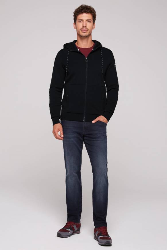 Soccx Sweatjacke aus Interlock mit Kapuze blue navy Fabrikverkauf
