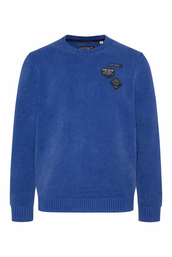 Soccx Chenille-Pullover Stone Washed mit Patches strong blue Limitierter Zeitrabatt