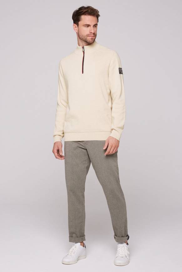 Soccx Troyer-Pullover mit Zipper-Detail ecru Fabrikpreis