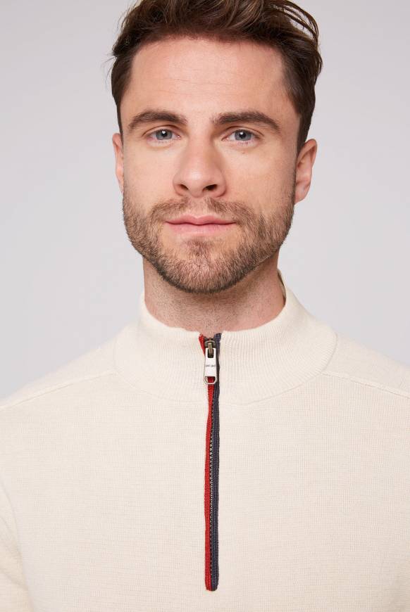 Soccx Troyer-Pullover mit Zipper-Detail ecru Fabrikpreis