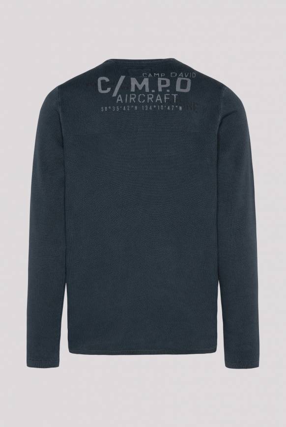 Soccx Henley-Pullover Stone Washed blue navy Sonderangebot