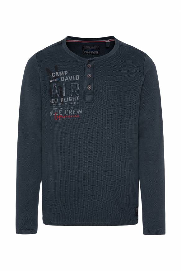 Soccx Henley-Pullover Stone Washed blue navy Sonderangebot