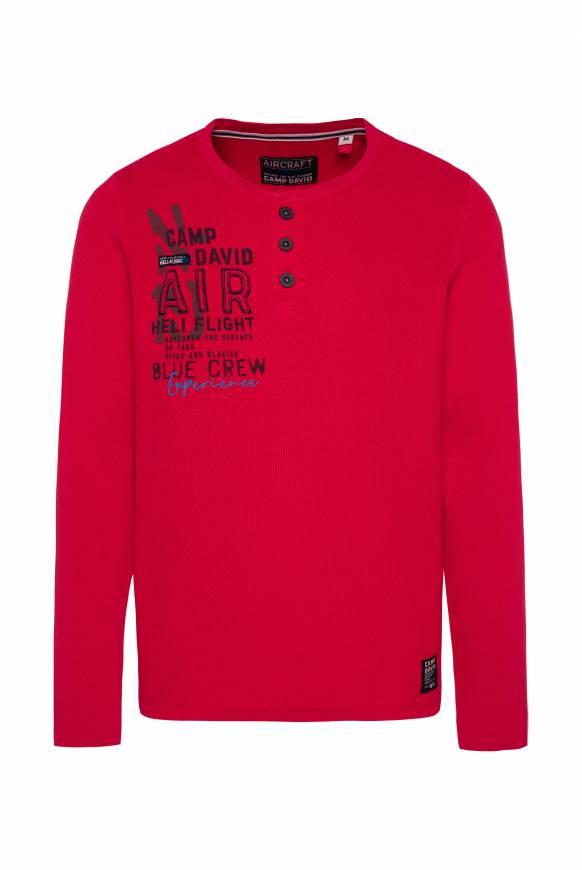 Soccx Henley-Pullover Stone Washed flight red Rabatt