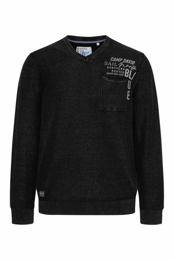 Soccx Pullover Linksstrick mit Used Look black Günstig kaufen