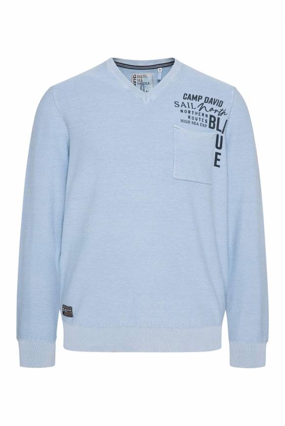 Soccx Pullover Linksstrick mit Used Look summer blue Versandkostenfrei