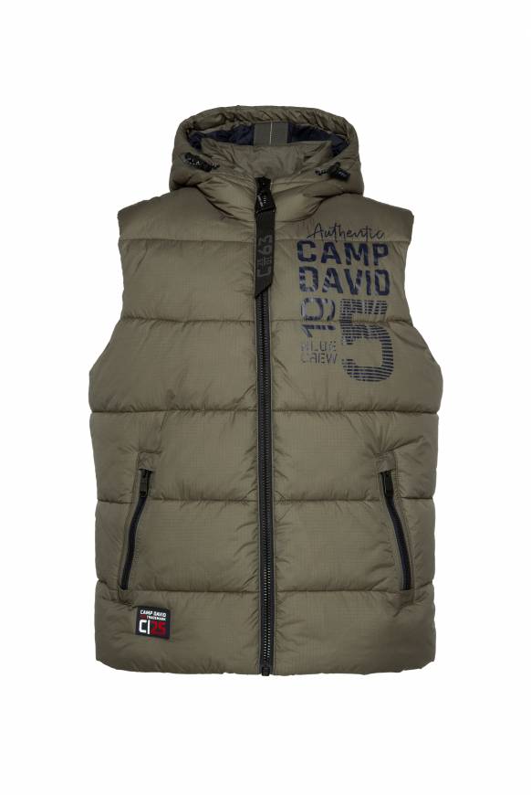 Soccx Steppweste mit Kapuze und Rücken-Print medium khaki Cyber Monday