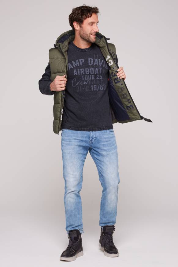 Soccx Steppweste mit Kapuze und Rücken-Print medium khaki Cyber Monday