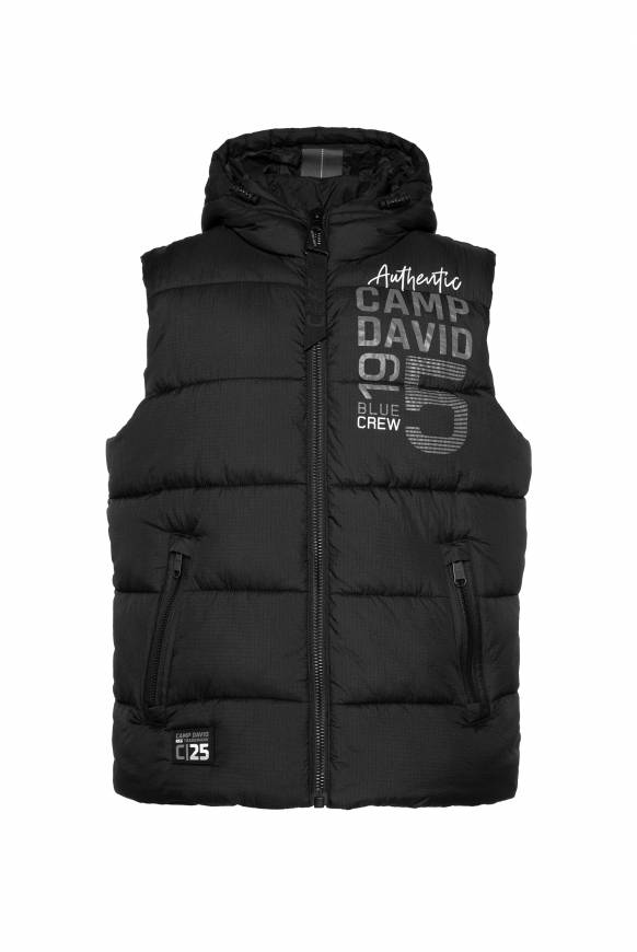 Soccx Steppweste mit Kapuze und Rücken-Print black Osterangebot