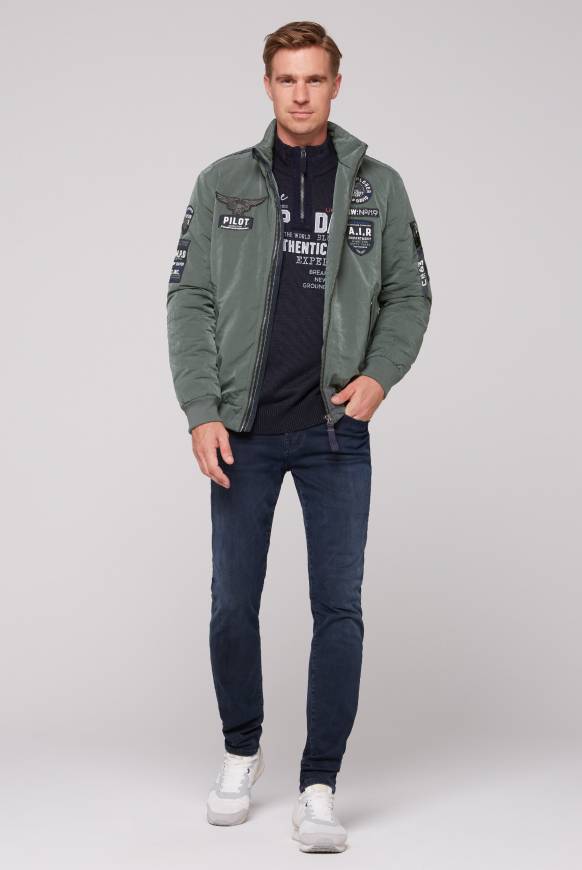 Soccx Wattierter Fliegerblouson mit Patches khale green Heißer Verkauf