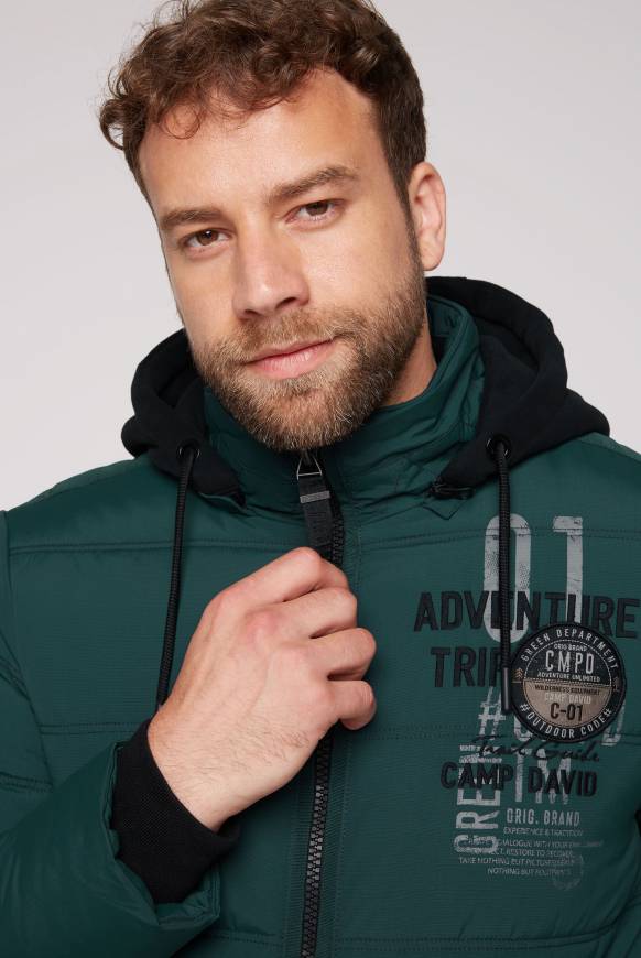 Soccx Strukturierte Steppjacke mit abtrennbarer Sweatkapuze deep green Blitzangebot