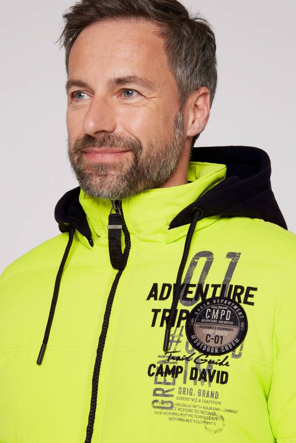 Soccx Strukturierte Steppjacke mit abtrennbarer Sweatkapuze neon kiwi Große Rabatte