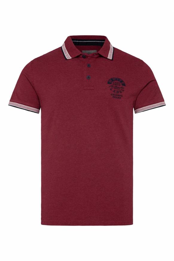 Soccx Meliertes Poloshirt mit Two-Tone-Details burgundy melange Räumungsverkauf