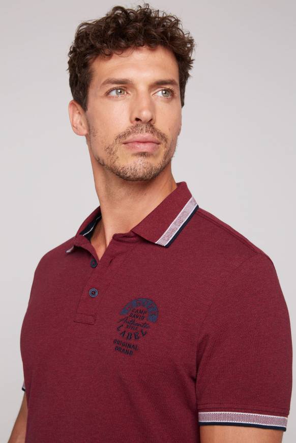 Soccx Meliertes Poloshirt mit Two-Tone-Details burgundy melange Räumungsverkauf