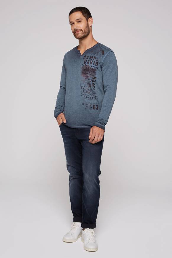 Soccx Langarmshirt mit Twill-Patches und Artworks blue navy Tiefpreis