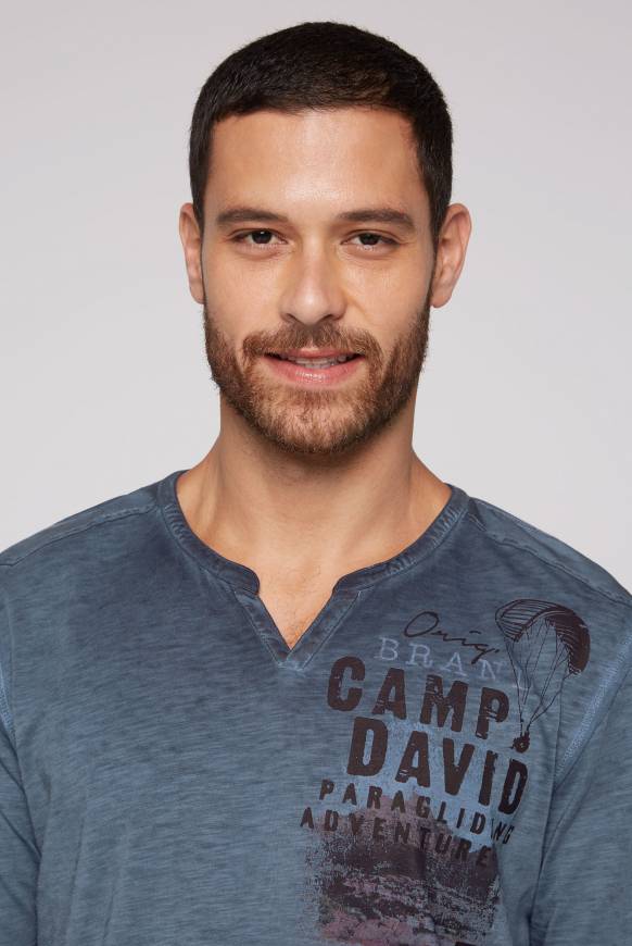 Soccx Langarmshirt mit Twill-Patches und Artworks blue navy Tiefpreis