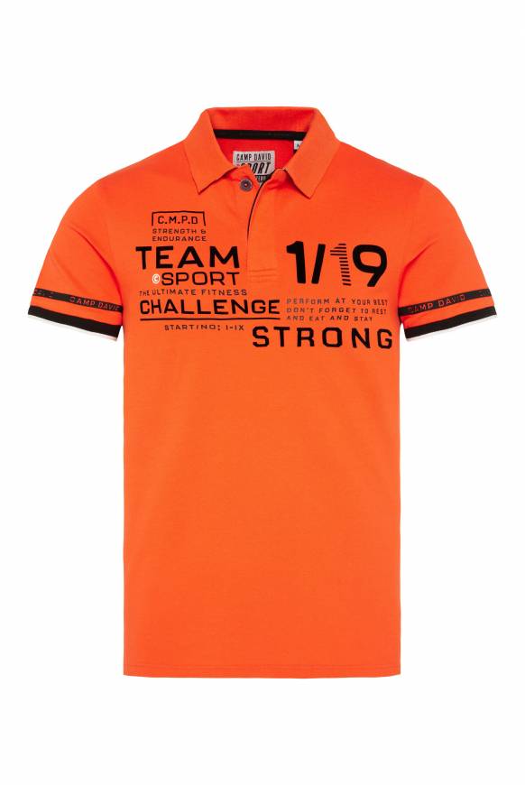 Soccx Pikee-Polo mit Flockprint signal orange Super Sparpreis