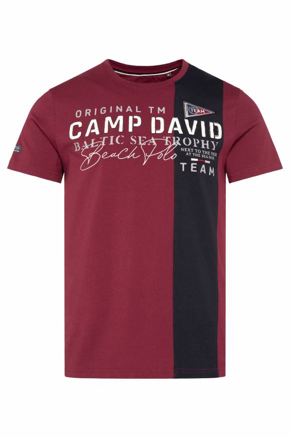 Soccx T-Shirt mit Color-Blocking und Artwork burgundy Kostenlose Rückgabe