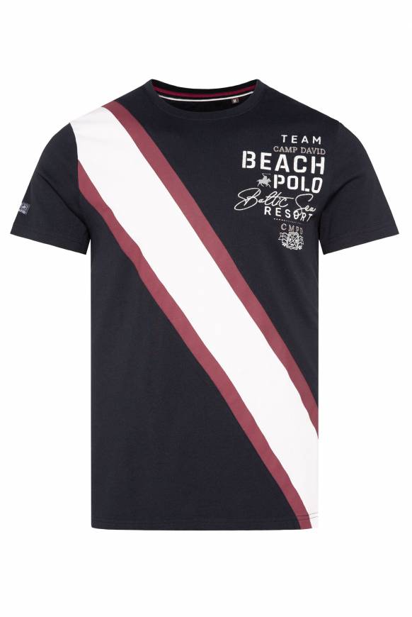 Soccx T-Shirt mit Color-Blocking und Artwork blue navy Begrenzte Freigabe