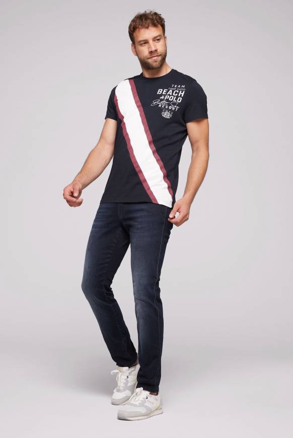 Soccx T-Shirt mit Color-Blocking und Artwork blue navy Begrenzte Freigabe