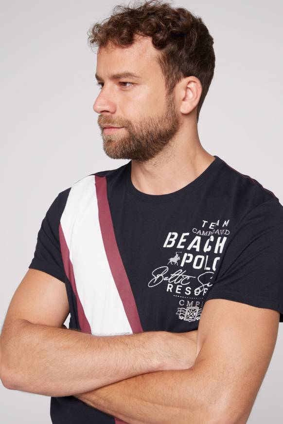 Soccx T-Shirt mit Color-Blocking und Artwork blue navy Begrenzte Freigabe