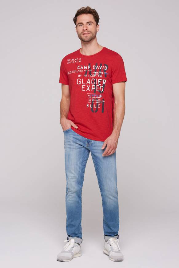 Soccx T-Shirt mit Print im Used Look flight red Letzter Tag