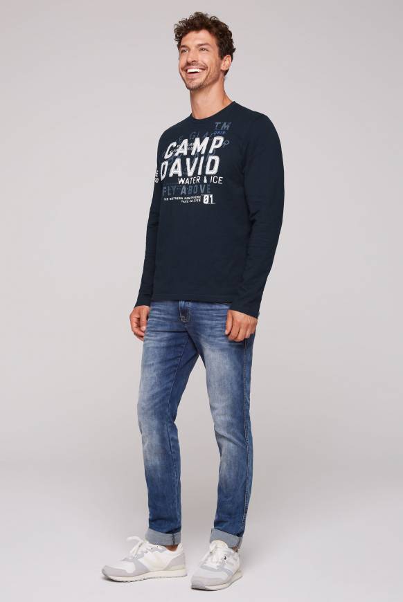 Soccx Langarmshirt mit Label-Applikationen blue navy Zeitbegrenzte Promotion