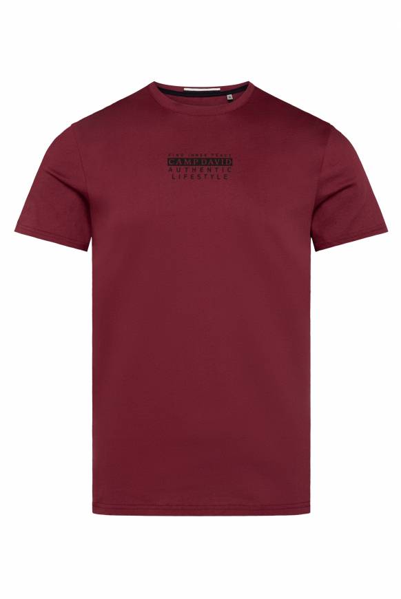 Soccx T-Shirt Rundhals mit Logo Print burgundy Bis zu 60% Rabatt