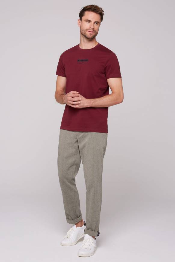 Soccx T-Shirt Rundhals mit Logo Print burgundy Bis zu 60% Rabatt