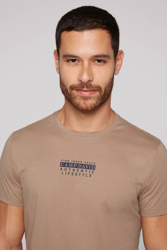 Soccx T-Shirt Rundhals mit Logo Print tan Nur für heute